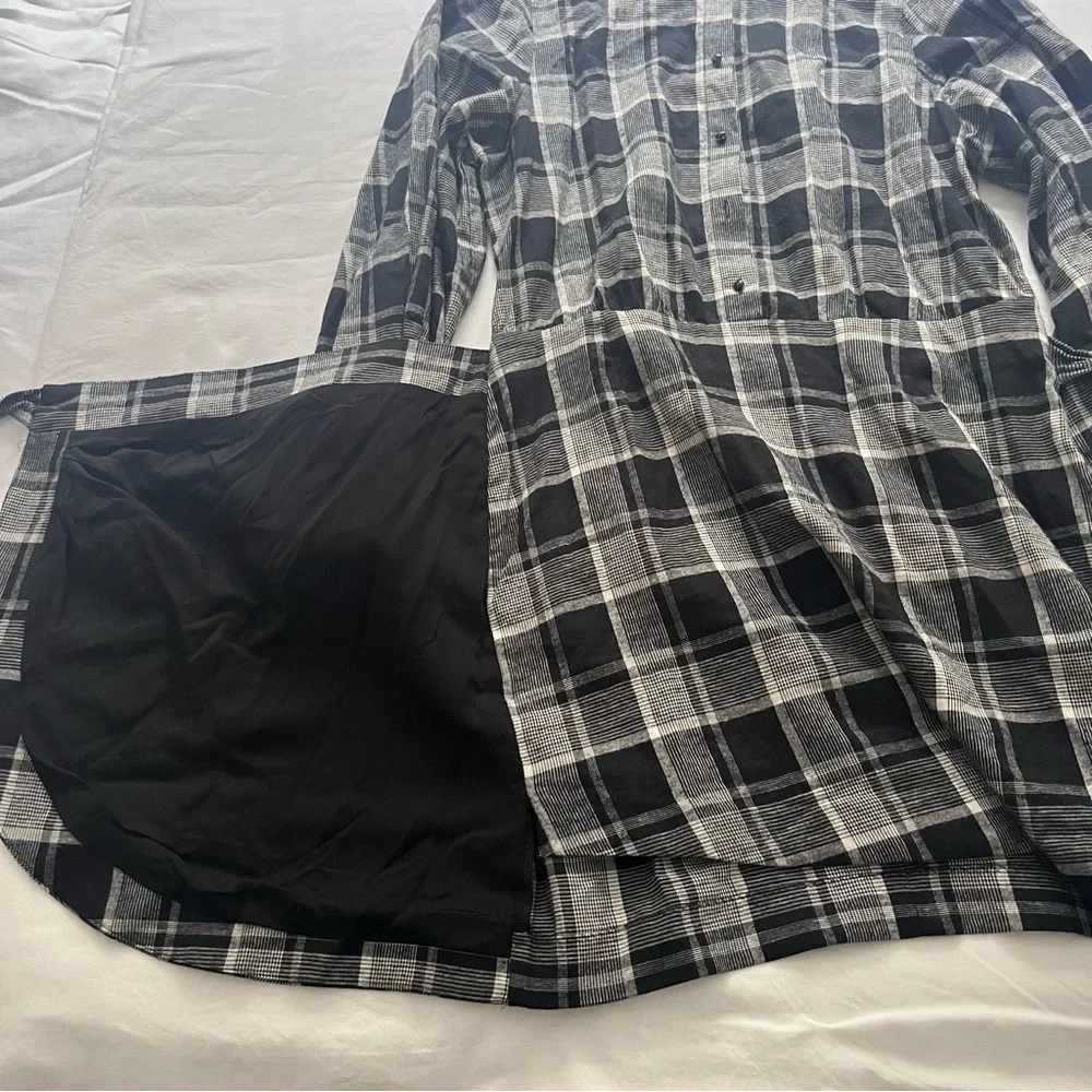 Sezane Capri Flannel Shirtdress Mini Wrap Washington Check French Academia 40 - Picture 12 of 16